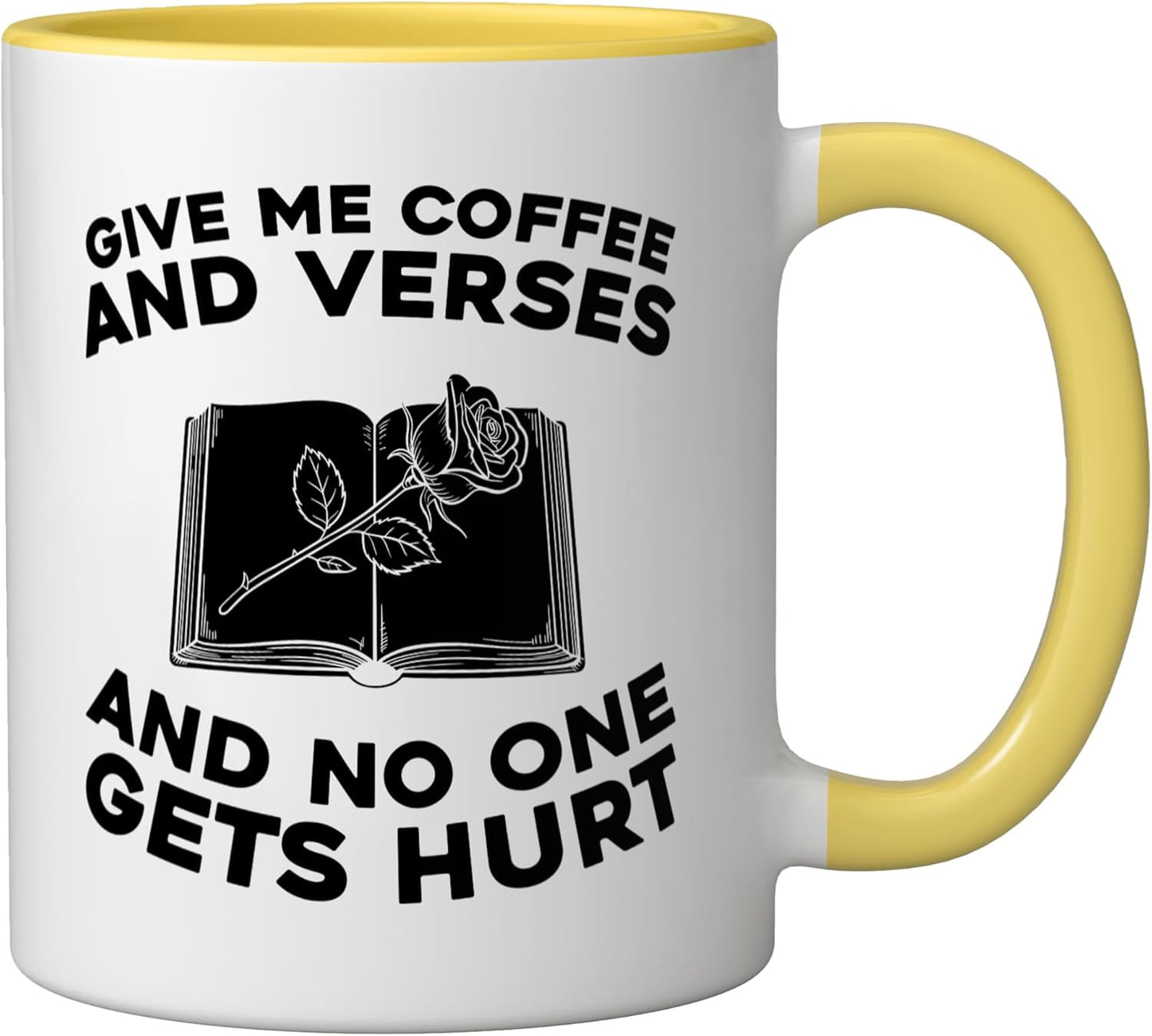 Taza Cerámica Poesía Literatura Amarillo/Blanco