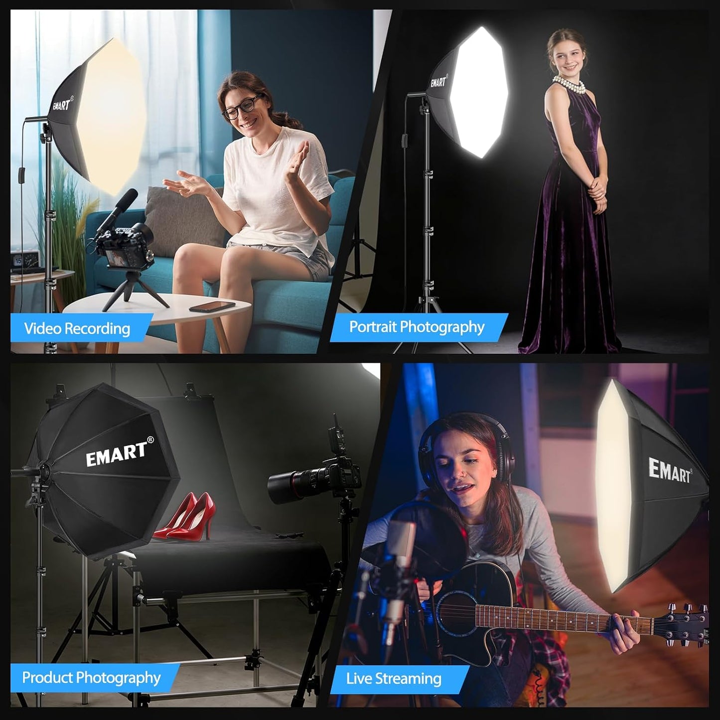 Softbox LED 50W 20x20pulg para retrato estudio