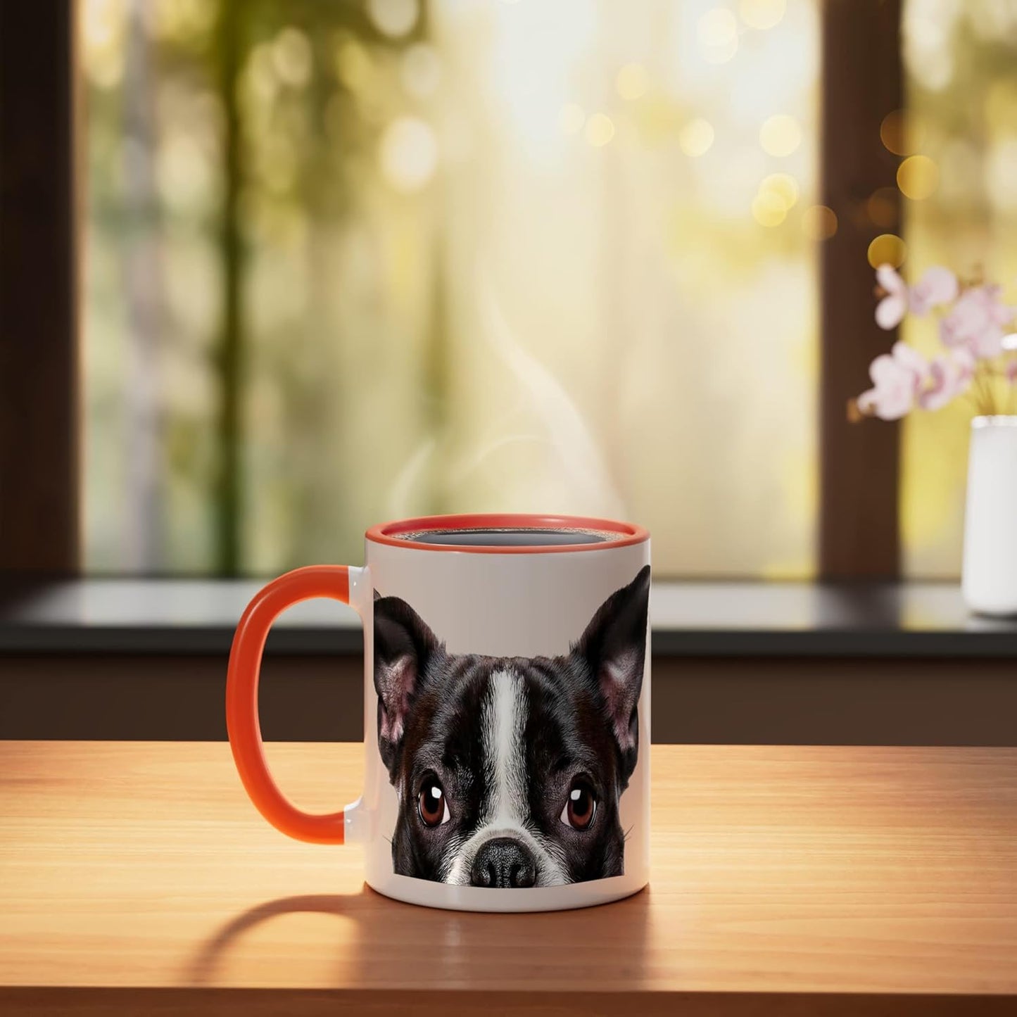 Taza cerámica para mascotas naranja/blanco