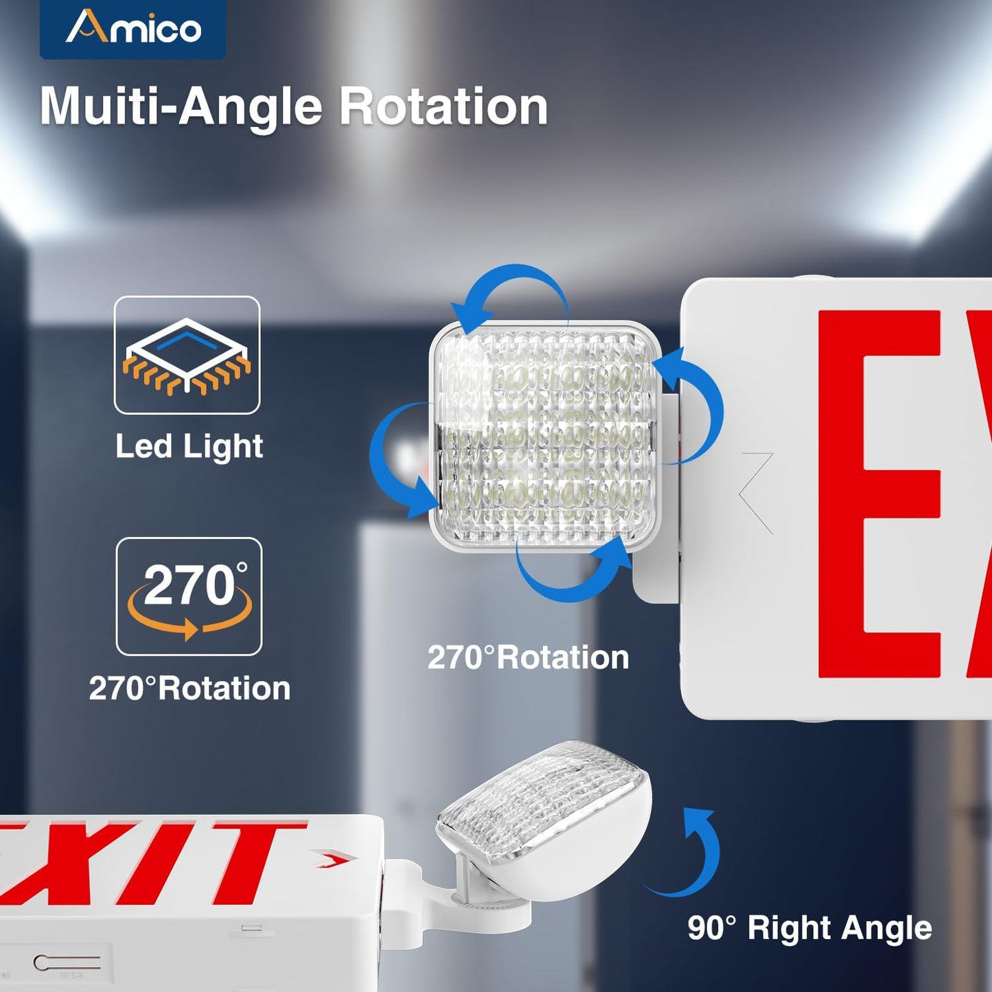 6 Letreros Salida Rojos Doble Cara Luces Emergencia LED ETL