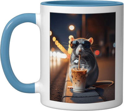 Taza Cerámica Meme Café Helado Azul/Blanco