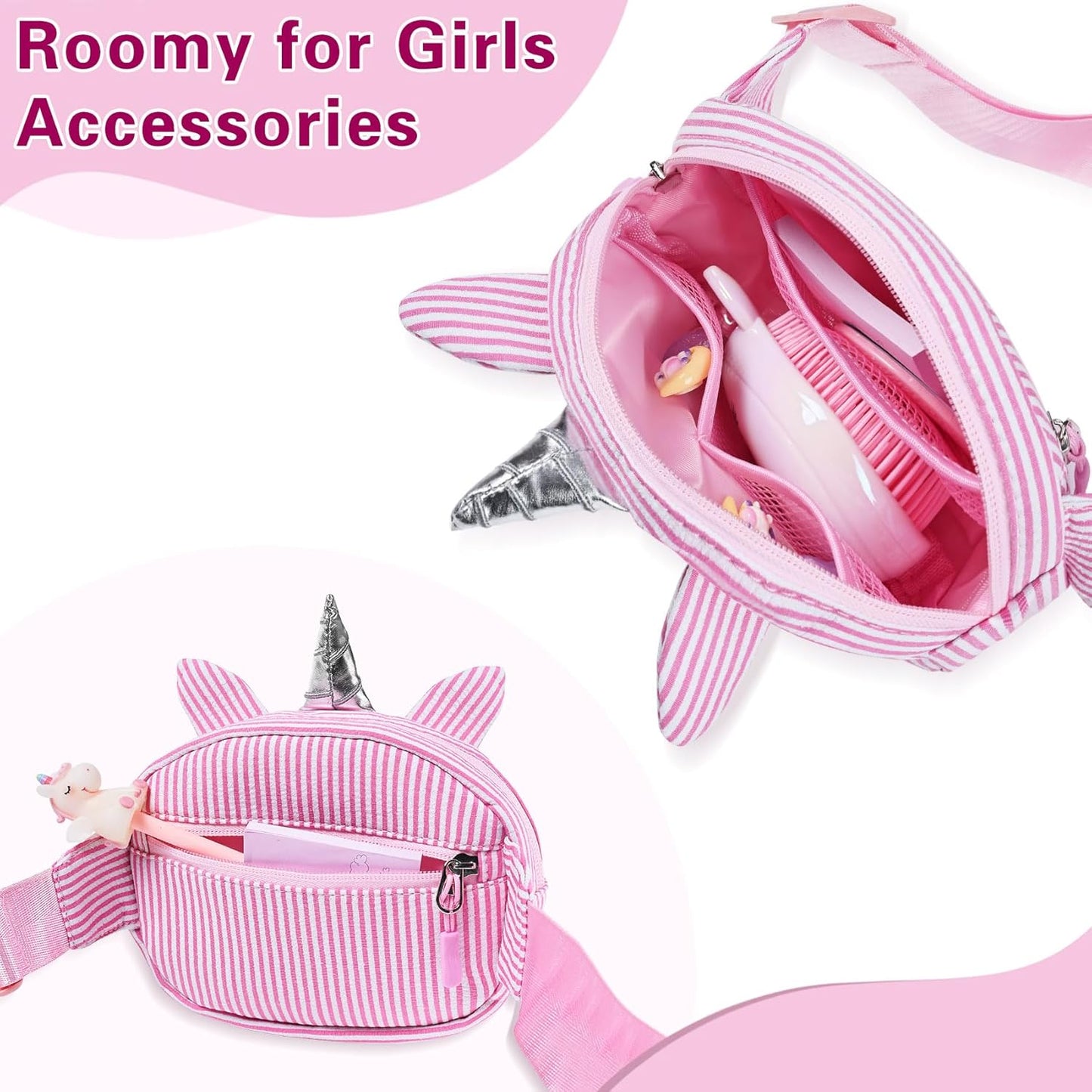 Riñonera personalizada para niña bolsa cruzada ajustable Rosa