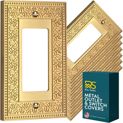 Placa pared perlas botánicas cubierta interruptor metal dorado 8uds