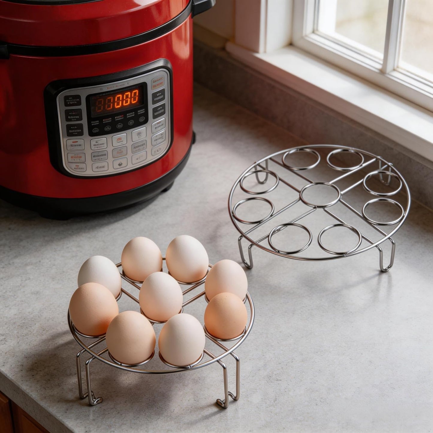 Paquete de 2 estantes de vapor para huevo de acero inoxidable