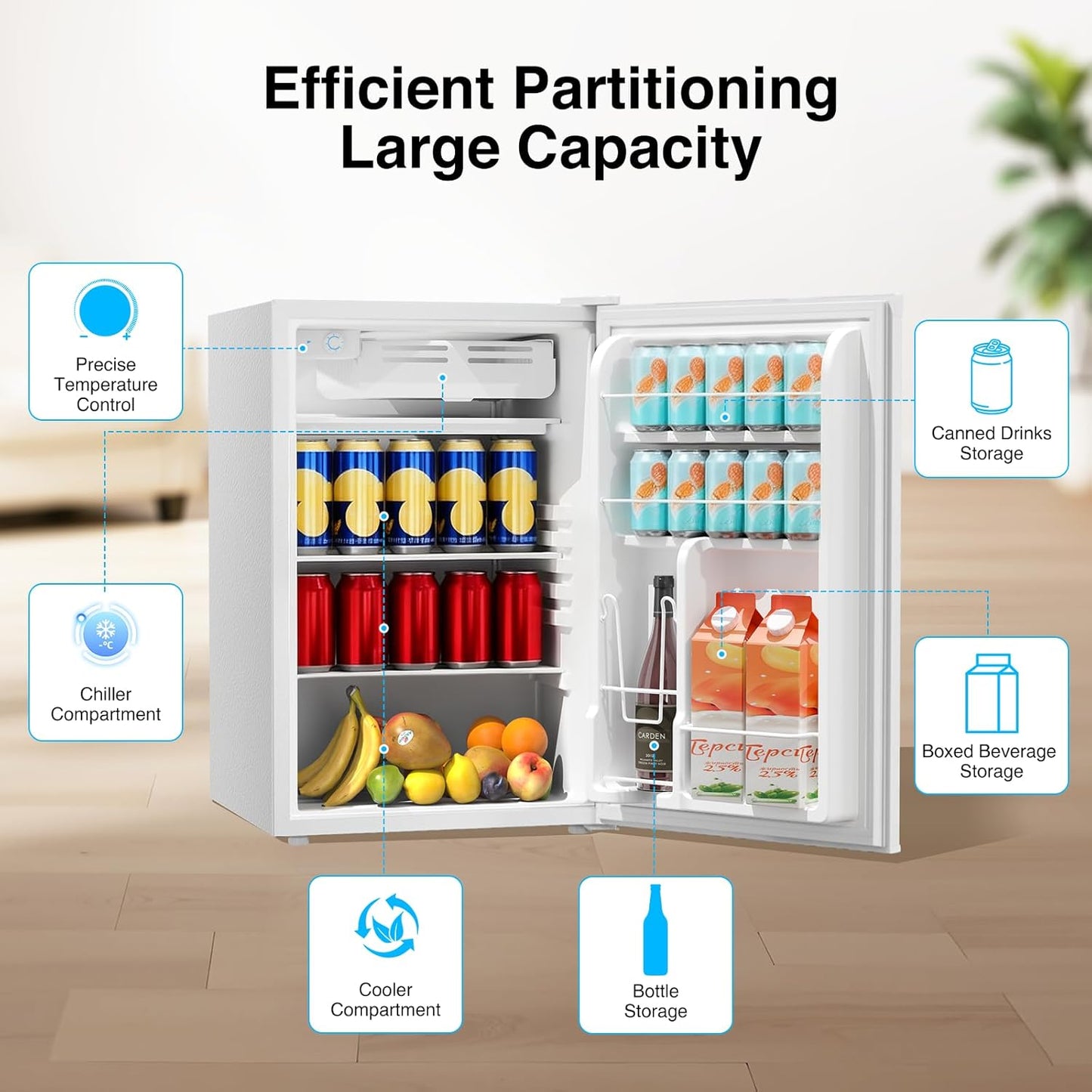 Mini refrigerador con congelador 4.41ft³ puerta reversible