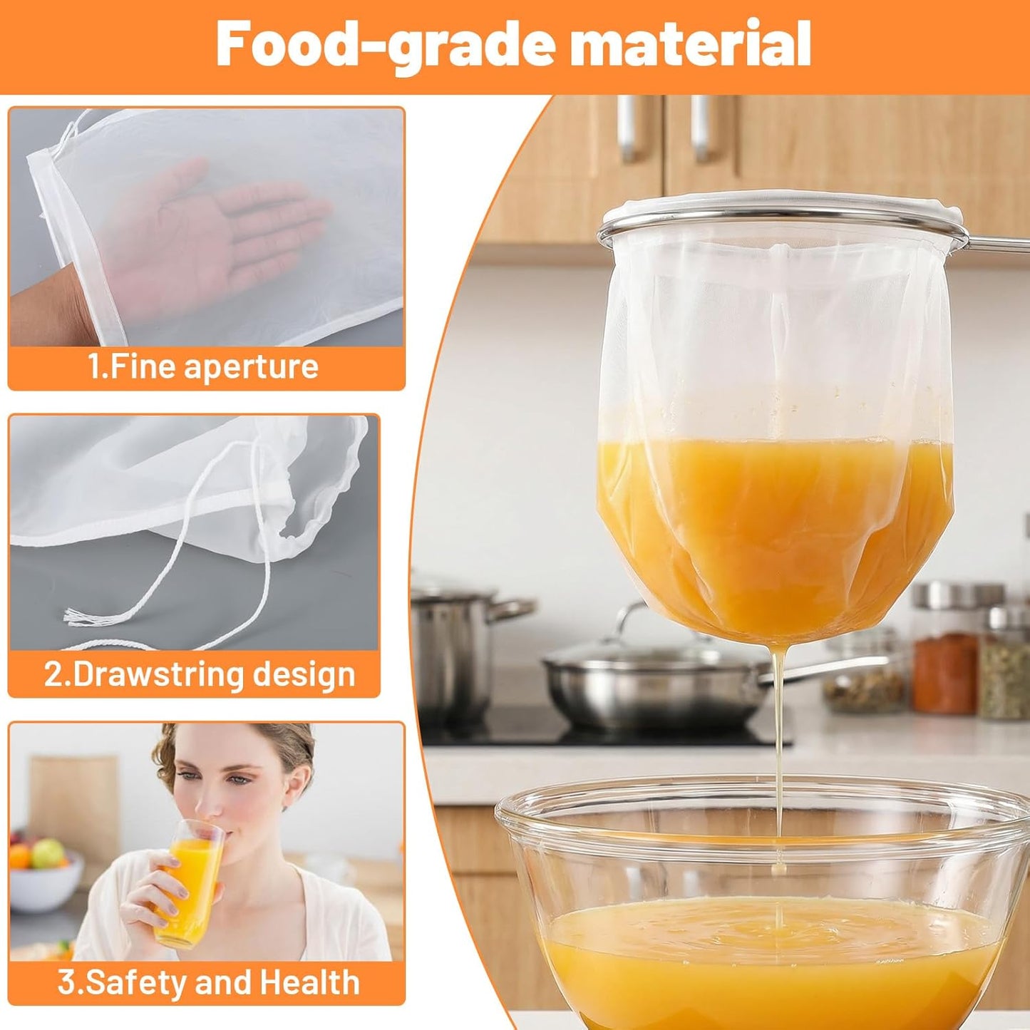 Bolsas de tela para colar JJUNW, 12 x 8 pulgadas, reutilizables para jugos, café, yogur y té