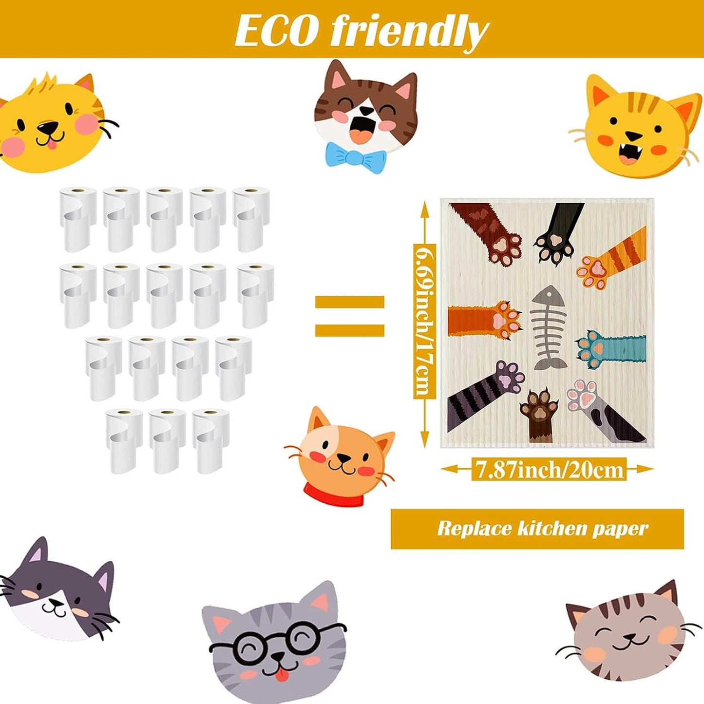 6 Paños cocina absorbentes secado rápido para gatos