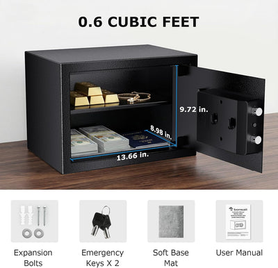 Caja seguridad biométrica con teclado 9.84x13.78pulg