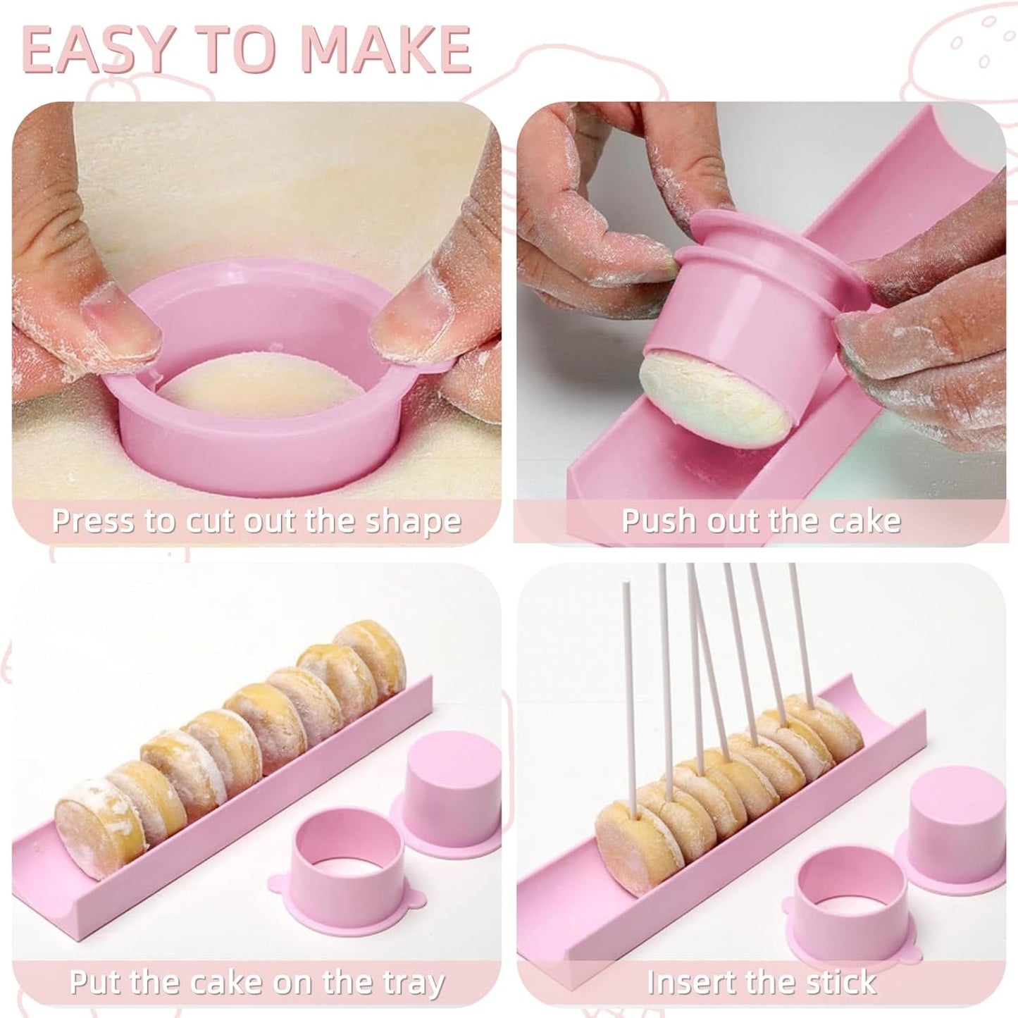 Juego moldes circulares tartas con bandeja y palitos