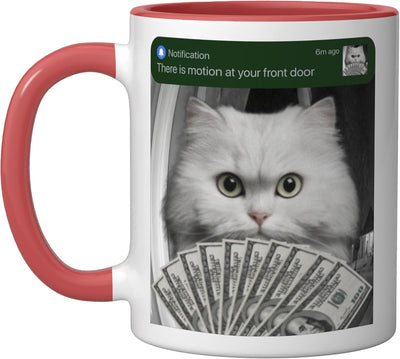 Taza Cerámica Gato Persa con Movimiento Puerta Rojo/Blanco
