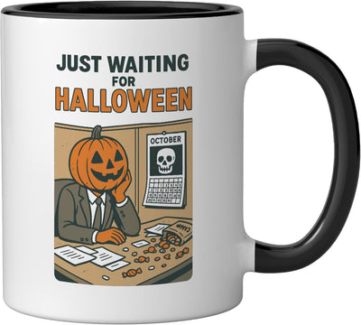 Taza de cerámica para oficina Pumpkin Head negro/blanco Halloween