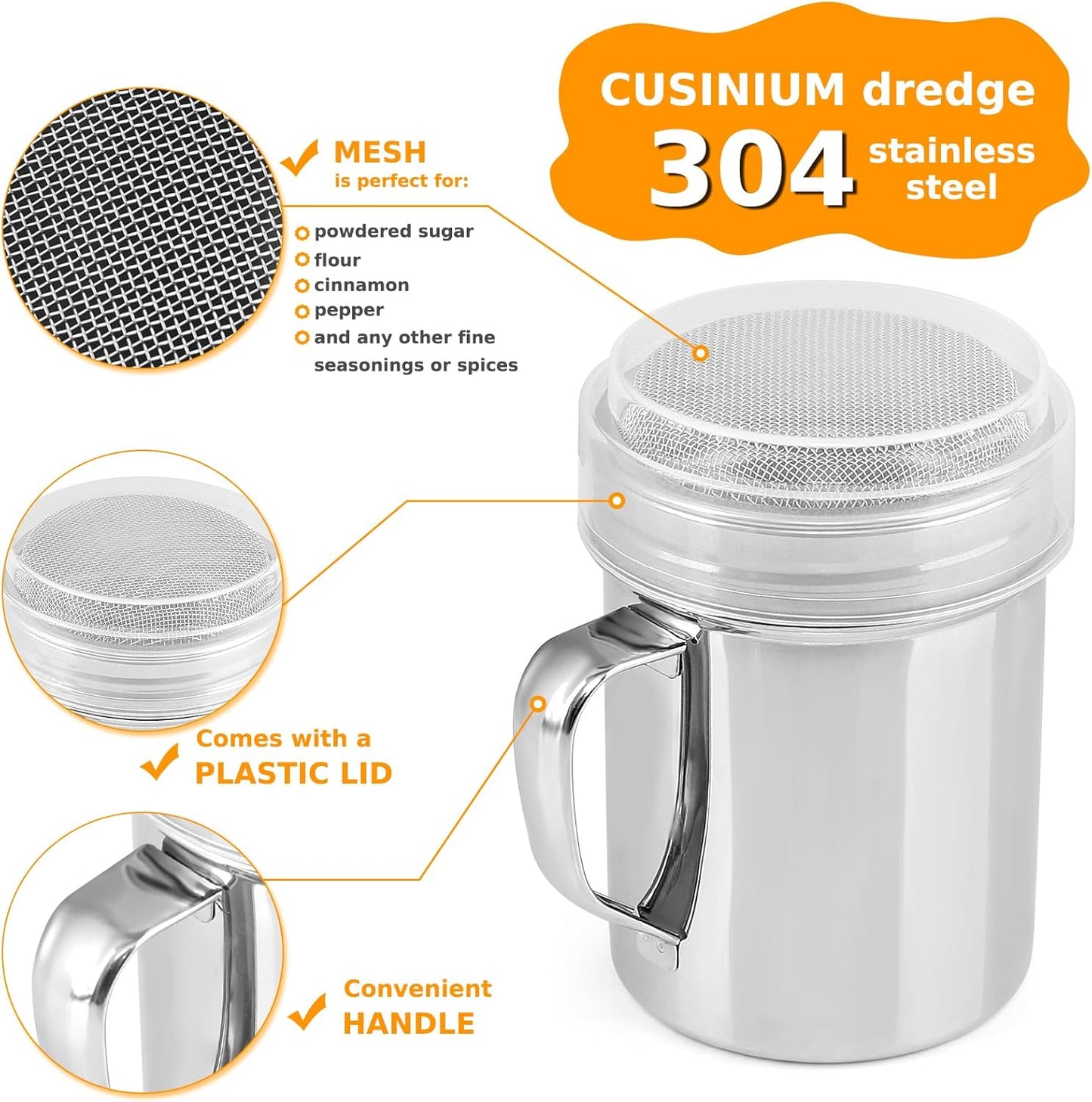 Tamiz azúcar harina draga acero inox 10oz