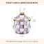 Azucarero Esmaltado Tapa Morado Blanco Violeta Cuadros