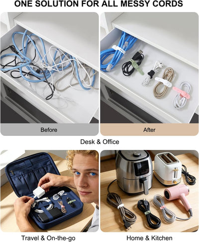 Sujetacables silicona reutilizables para USB y electrodomésticos