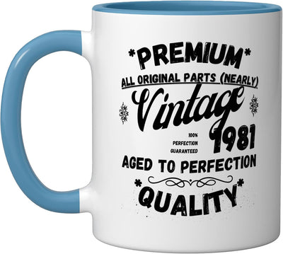 Taza cerámica Vintage Legends Bornpulgada1981 azul/blanco