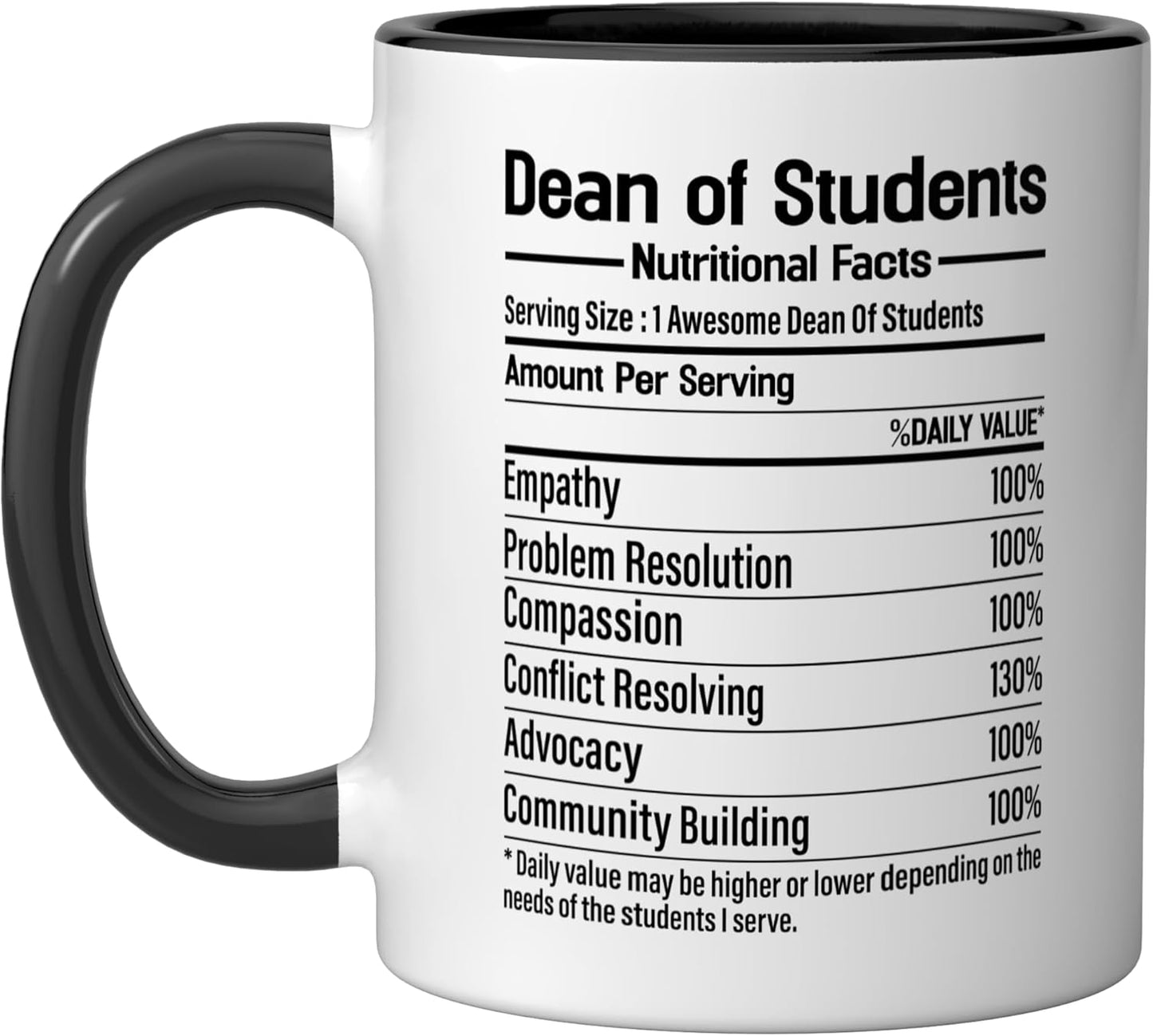 Taza cerámica Dean Of Students Nutricional facts Negro/Blanco