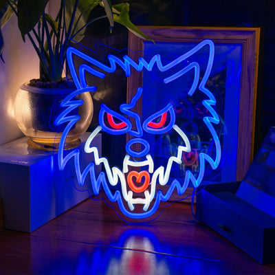 Letrero neón lobo LED regulable decoración pared bar hogar