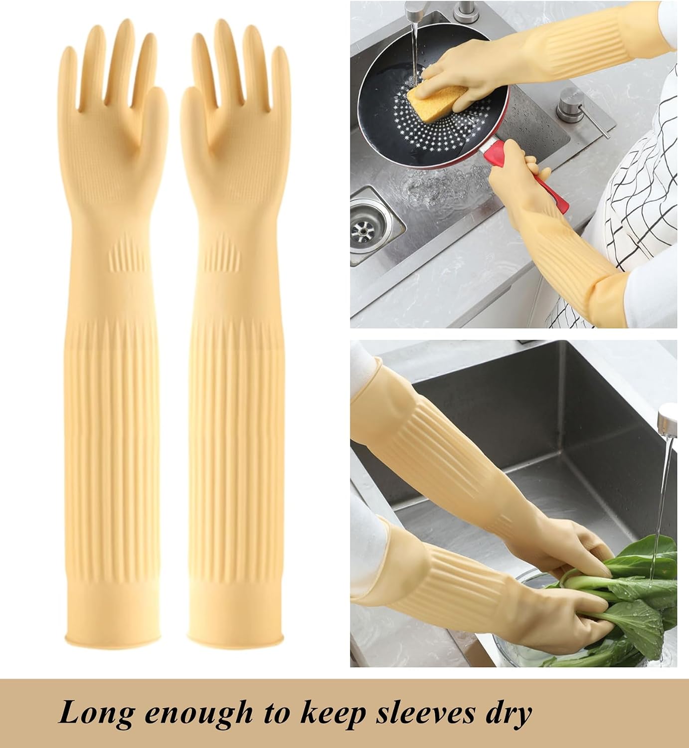 Guantes goma para lavar platos 17.8pulg