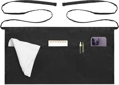 Delantal de camarera Syntus para hombre y mujer negro paquete 1/3/12