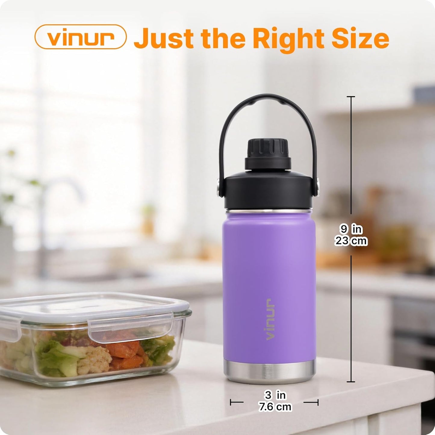 Botella de agua acero inoxidable para niños 12 oz sin BPA aislada al vacío