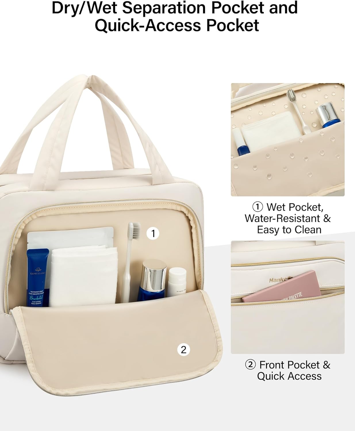 Neceser colgante mujer resistente agua viaje blanco roto