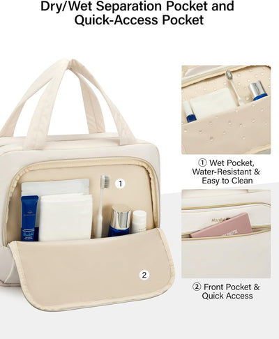 Neceser colgante mujer resistente agua viaje blanco roto