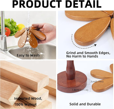 Salvamanteles de madera para platos y ollas calientes con forma de árbol