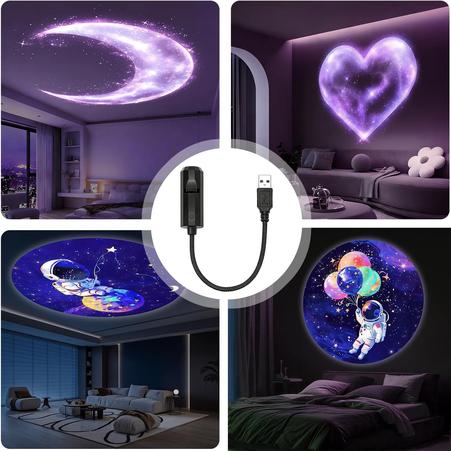 Proyector LED planeta con 8 diseños luces nocturnas