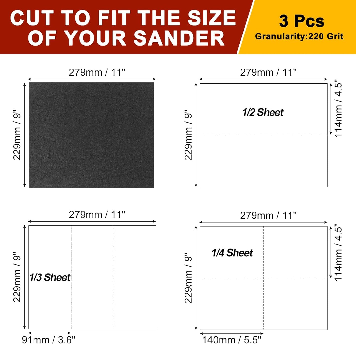 Papel lija 9x11pulg 220granos carburo silicio