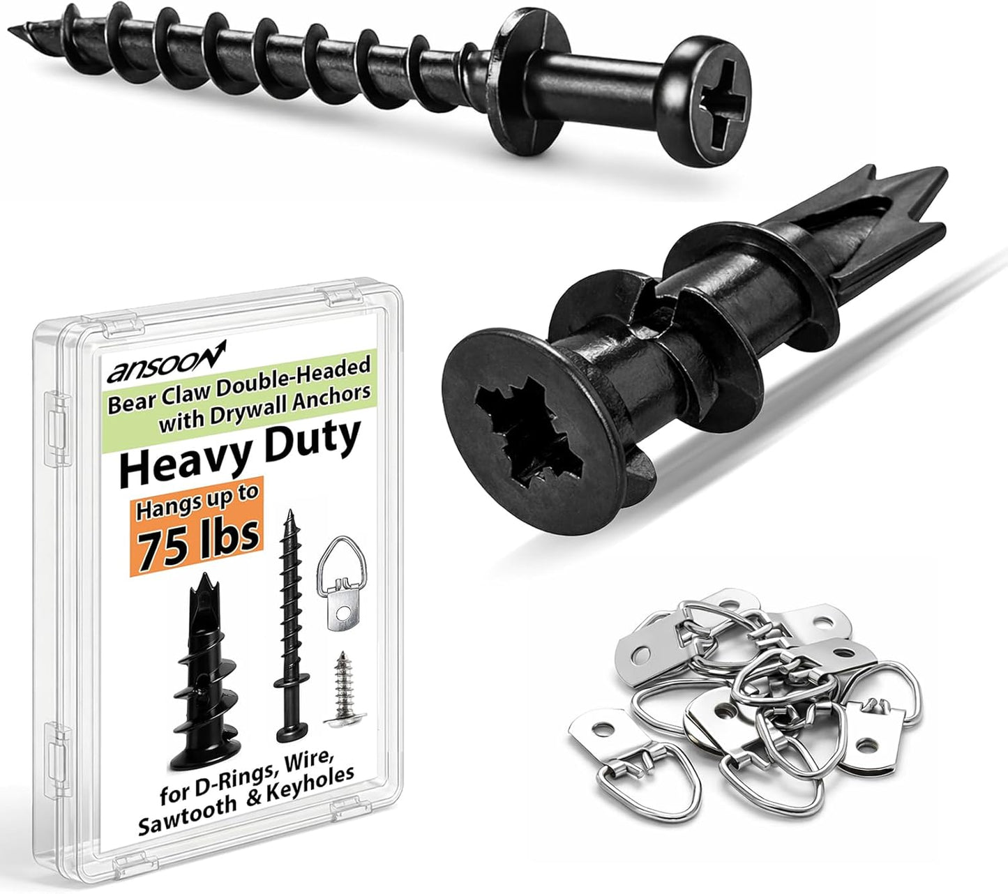 Kit anclaje yeso negros autoperforantes ganchos doble cabeza