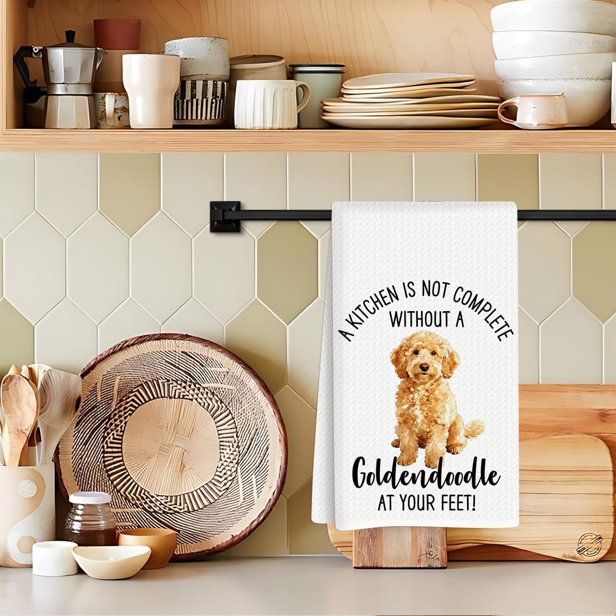 Toallas de cocina con garabatos dorados, regalos para amantes de los perros