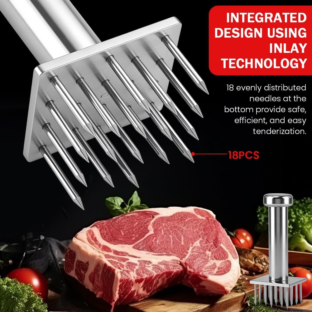 Herramienta ablandadora de carne con 18 agujas de acero inoxidable