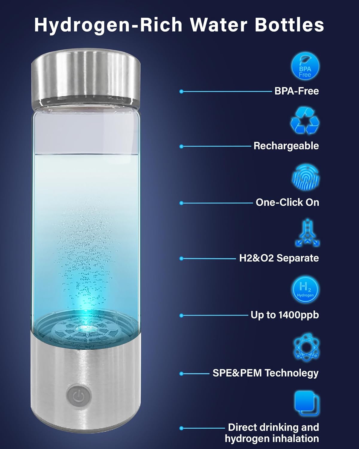 Máquina de agua de hidrógeno para hogar, oficina y viaje