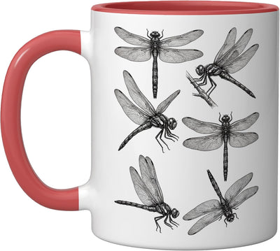 Taza Cerámica Vintage Insecto Dragón Rojo/Blanco