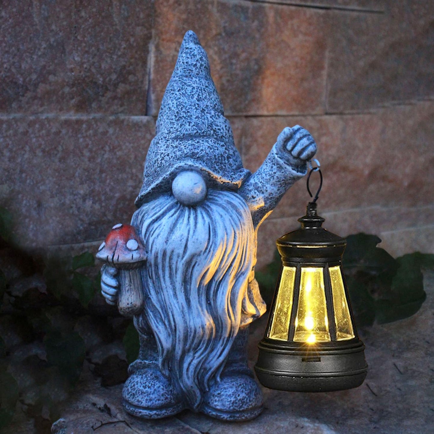 Estatua gnomo farol solar para jardín regalo mamá