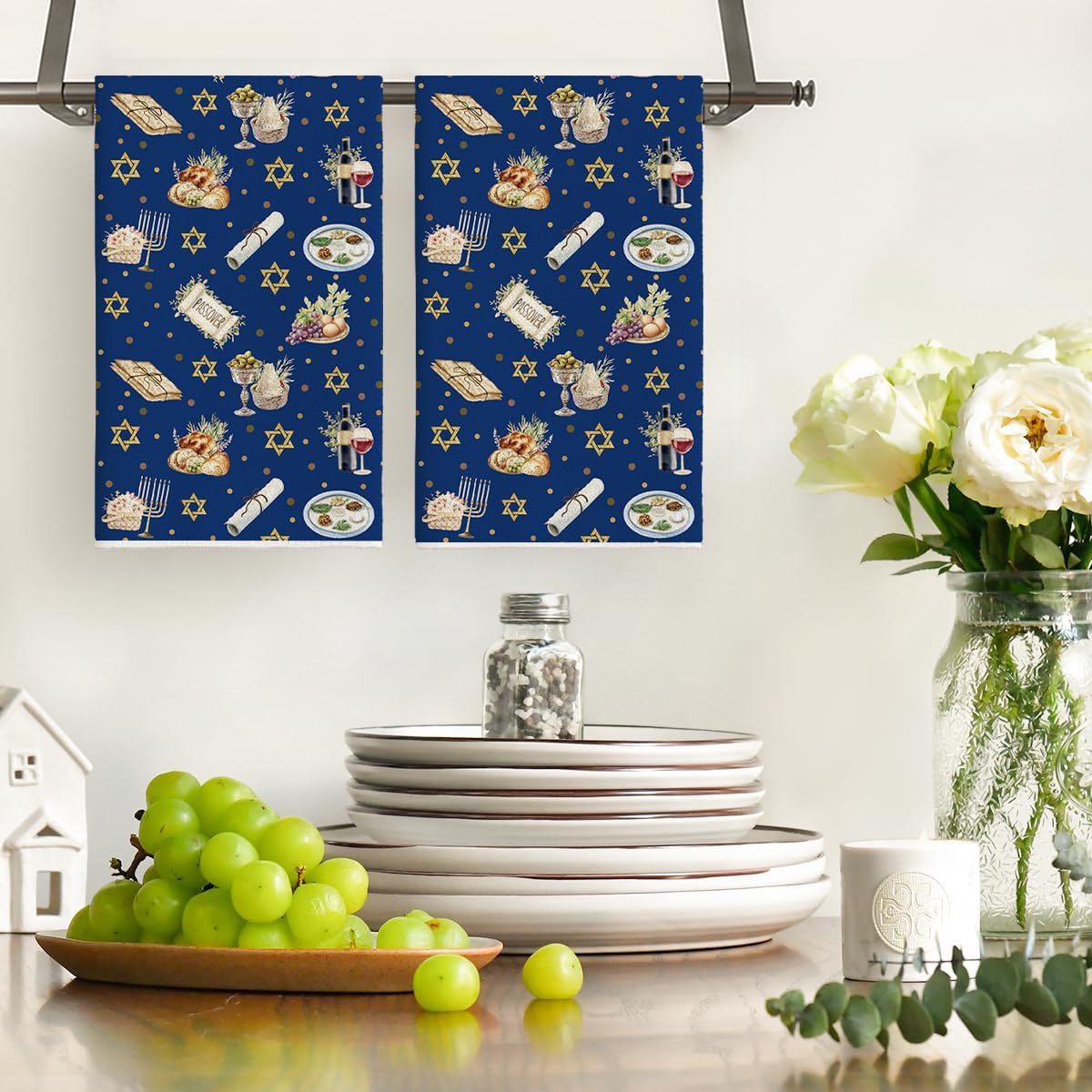 Set 2 Toallas Cocina Lunares Estrellas 18x26pulg