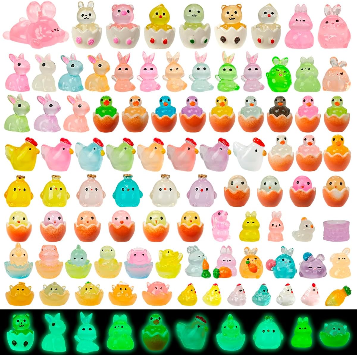 90 Pzas Figuras Resina Pascua Luminosas para Muñecas