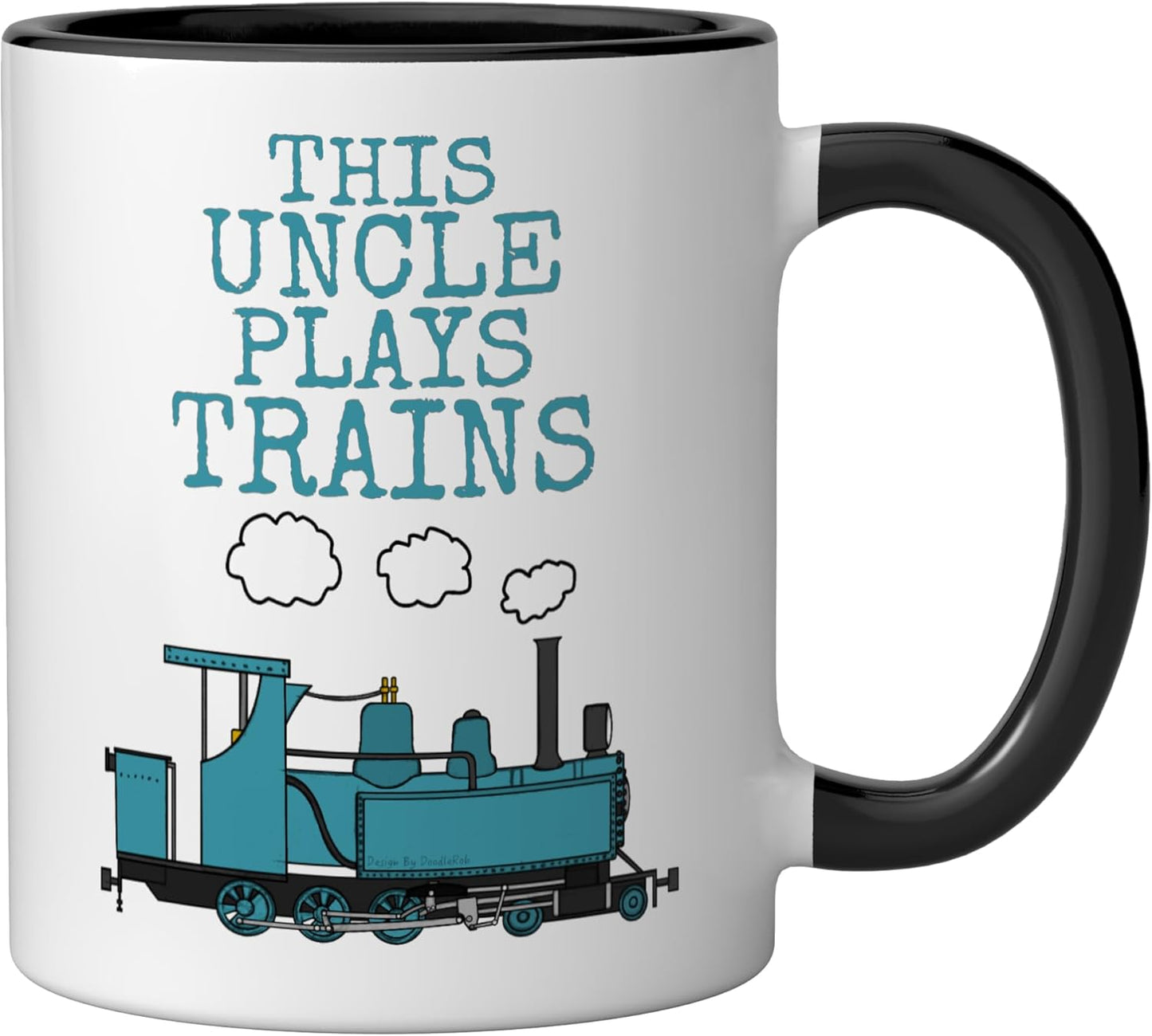 Taza Cerámica Trenes Negro/Blanco