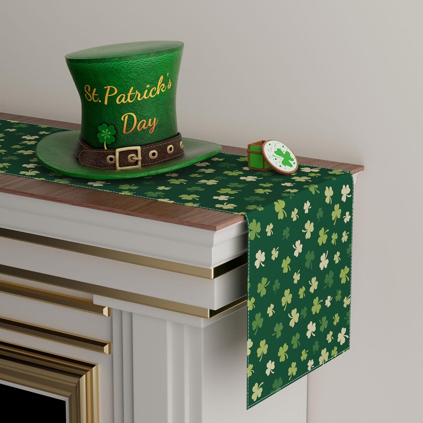 Camino de mesa de tréboles verdes para San Patricio, decoración para fiesta y hogar 13x72