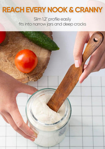 Juego de 2 espátulas de madera naturales para cocina de 11 pulgadas