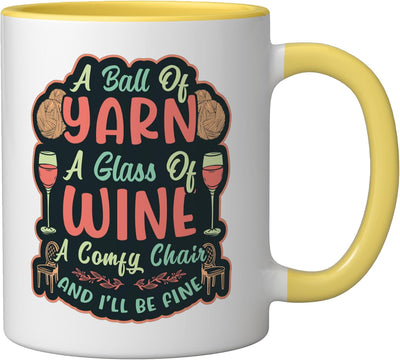 Taza cerámica amarillo/blanco Ball of Yarn I Love Knitting