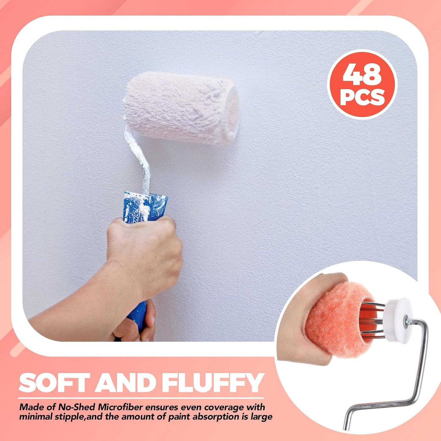 48 Cubiertas Rodillo Microfibra Pintura Todo Tipo