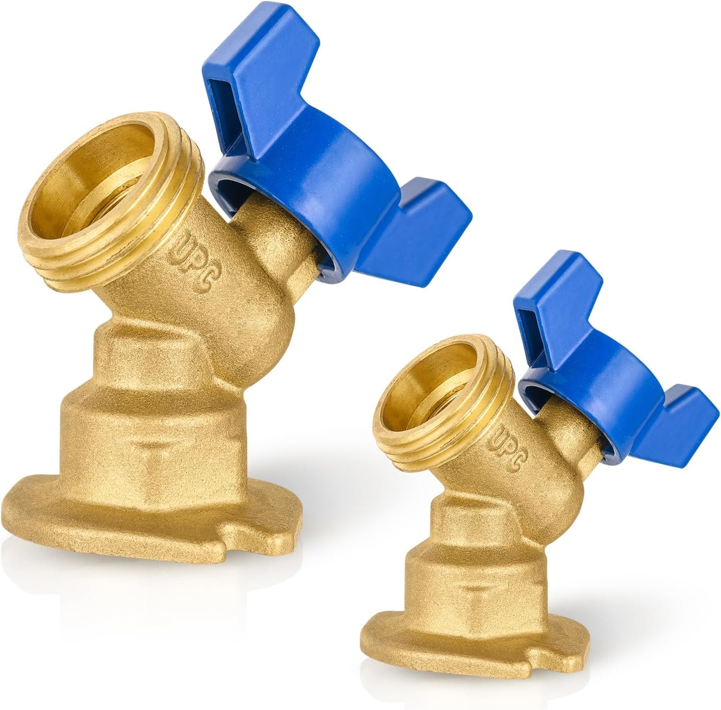 2 Válvulas Sillcock 1/2x3/4 pulg Latón Exteriores Azul