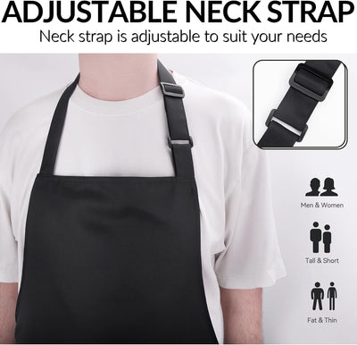 Delantal de chef con 2 bolsillos grandes resistente al agua y aceite