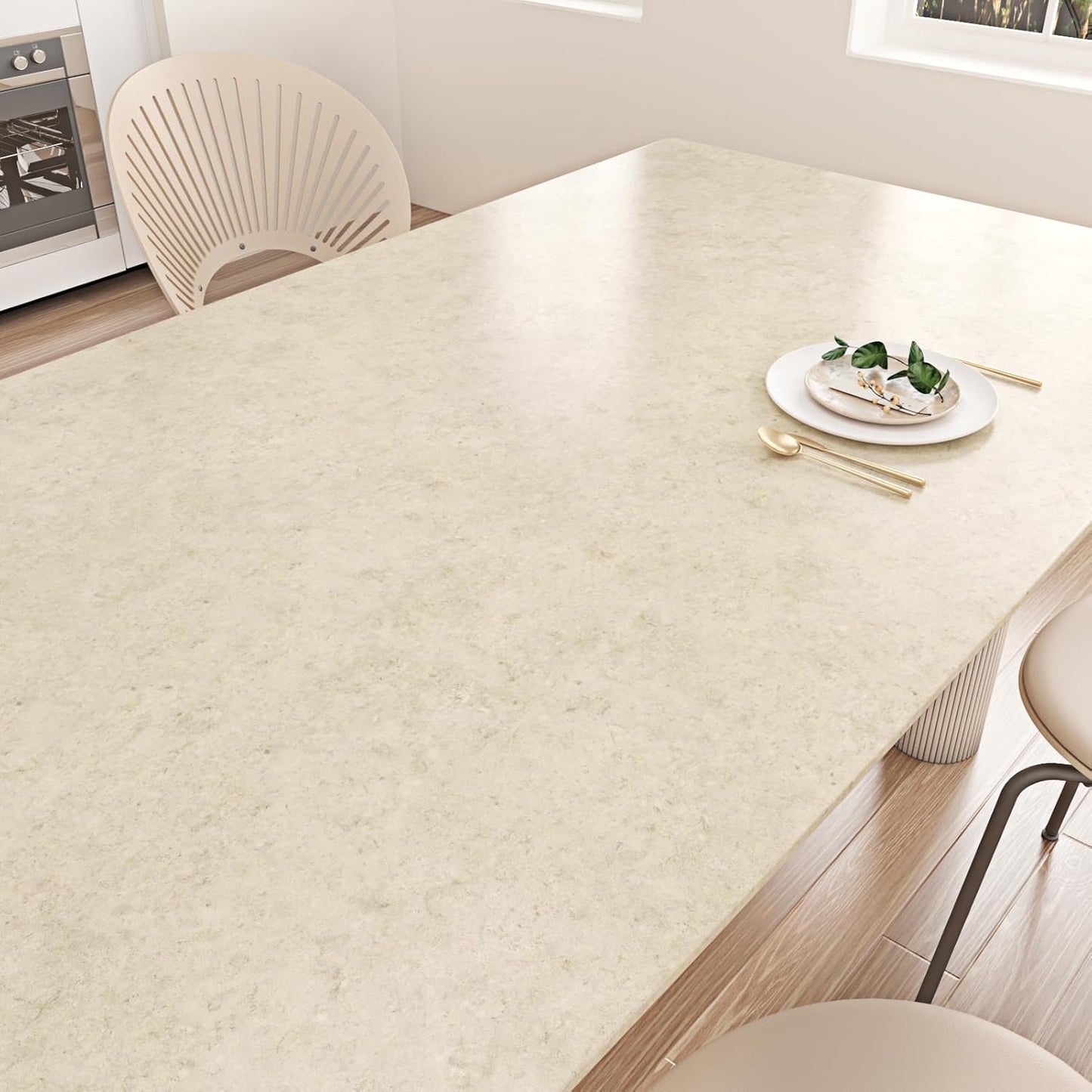Papel adhesivo mármol beige mate impermeable para encimeras