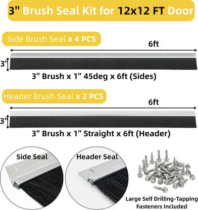 Kit sello cepillo nailon puerta garaje 3pulg 12x12pies corrugado