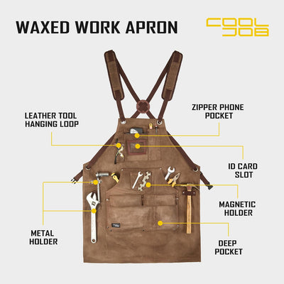 Apron trabajo 16oz lienzo encerado con bolsillos profundos