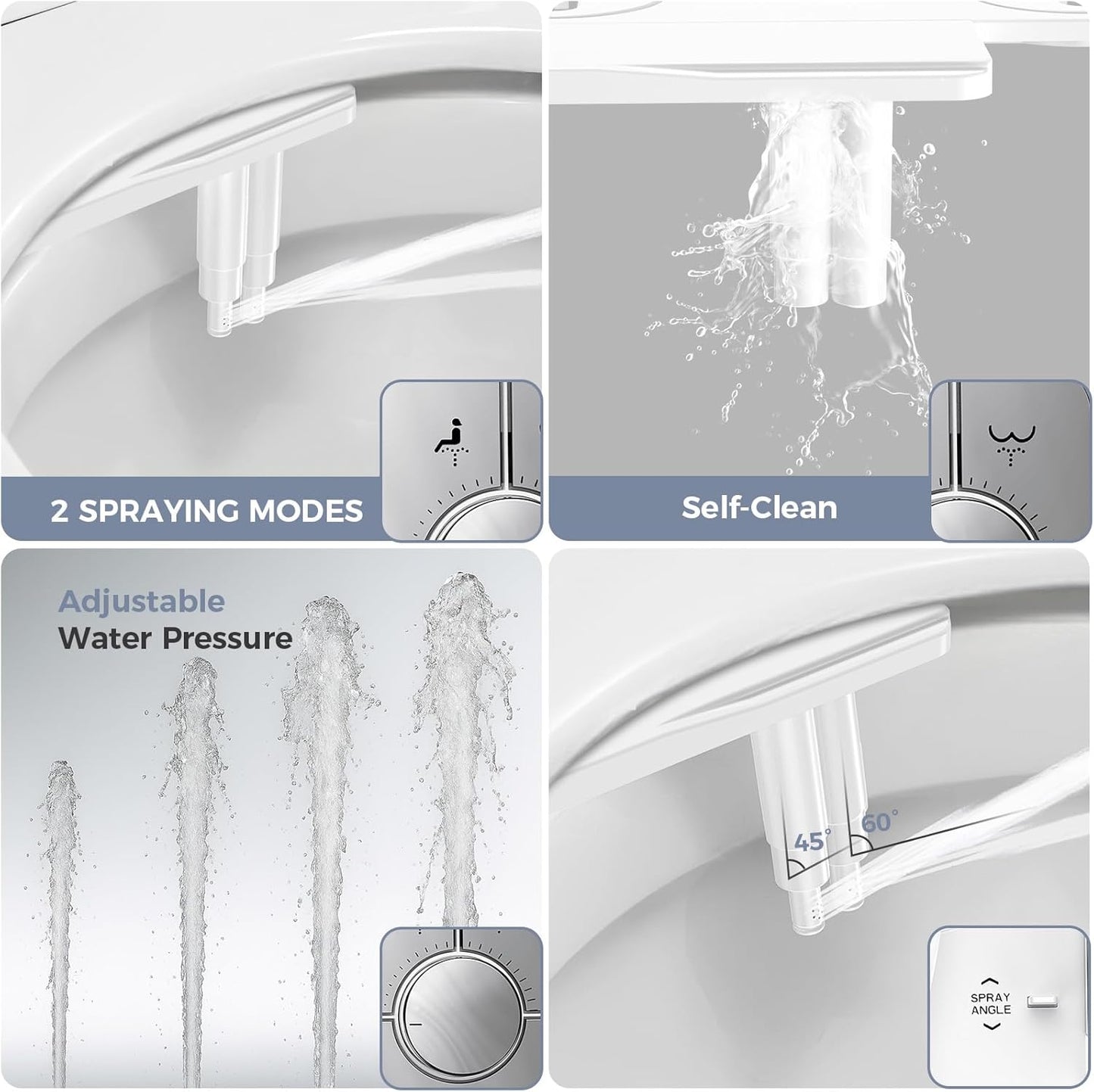 Accesorio bidet ajustable con boquilla doble