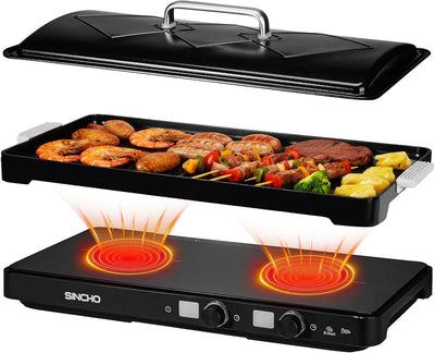 Placa inducción 2 quemadores 1800W plancha extraible