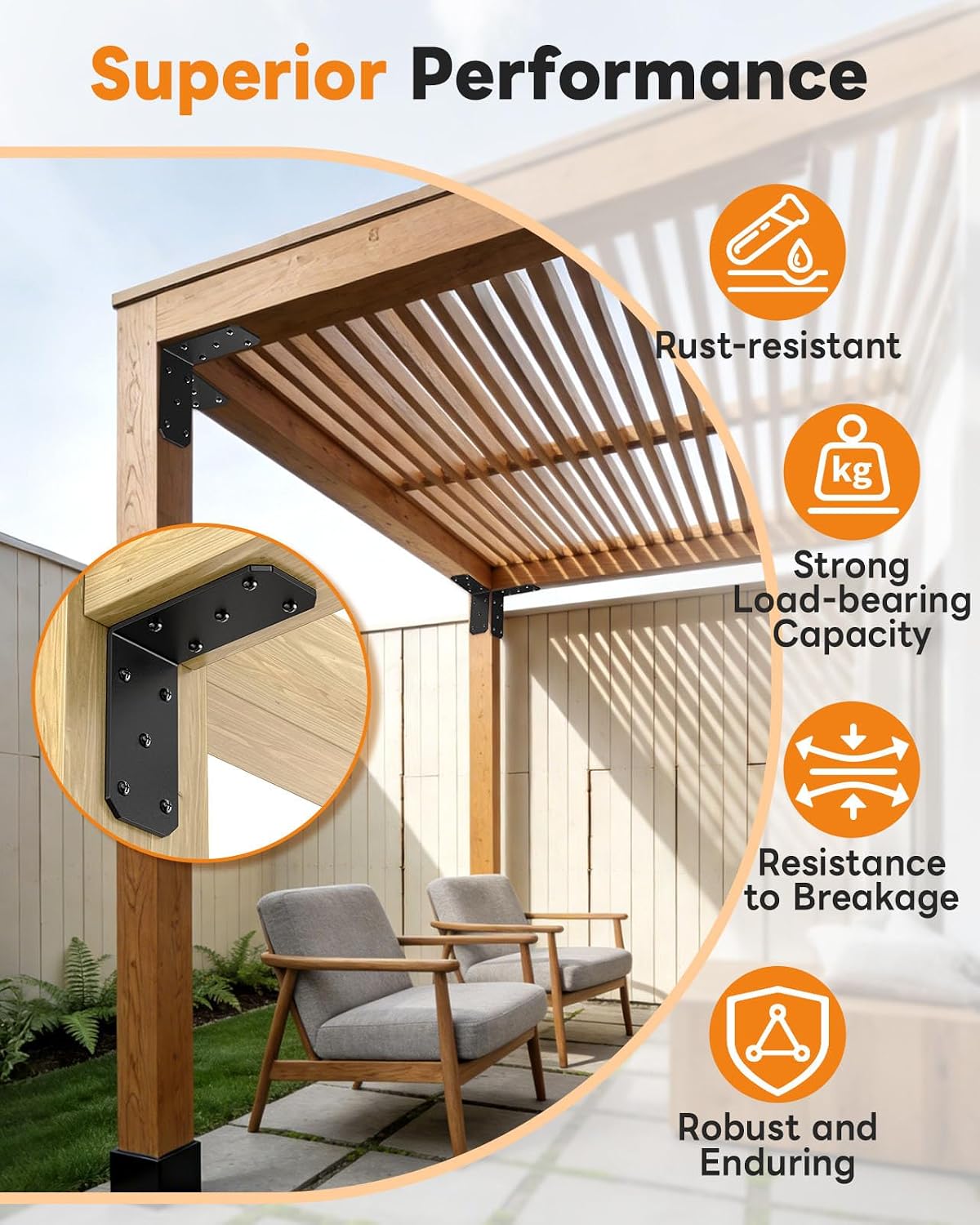 Soportes en L de 5x5x2.5pulg para postes madera estantes